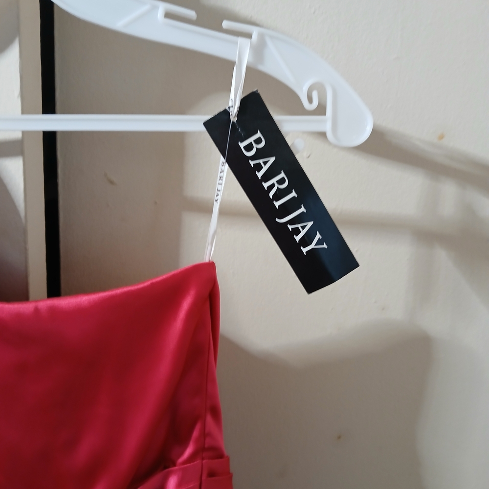 Bari Jay Asymmetrical Dress in Vibrant Red